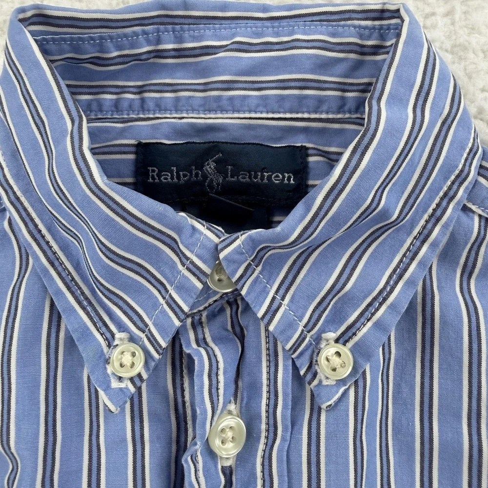 Ralph Lauren‎ Shirt Boys 5 Blue Stripe Button Down Long Sleeve Dress Casual